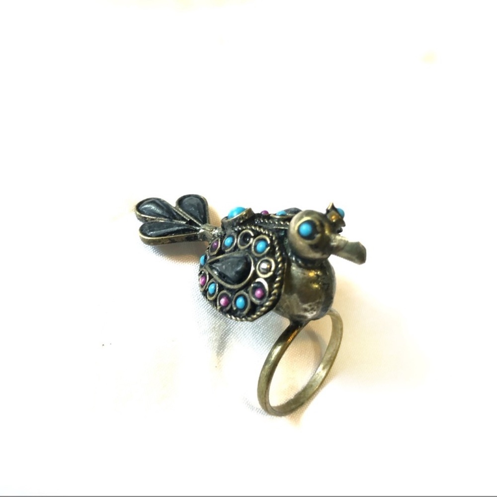 Boho Beaded Winged Bird Ring Statement Piece - image 7